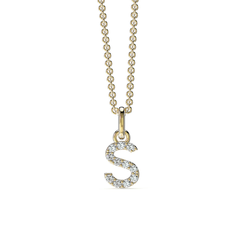 18KT Yellow Gold Petite Diamond Initial Pendant - S