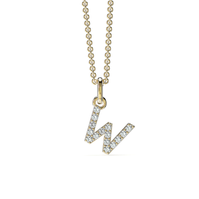 18KT Yellow Gold Petite Diamond Initial Pendant - W