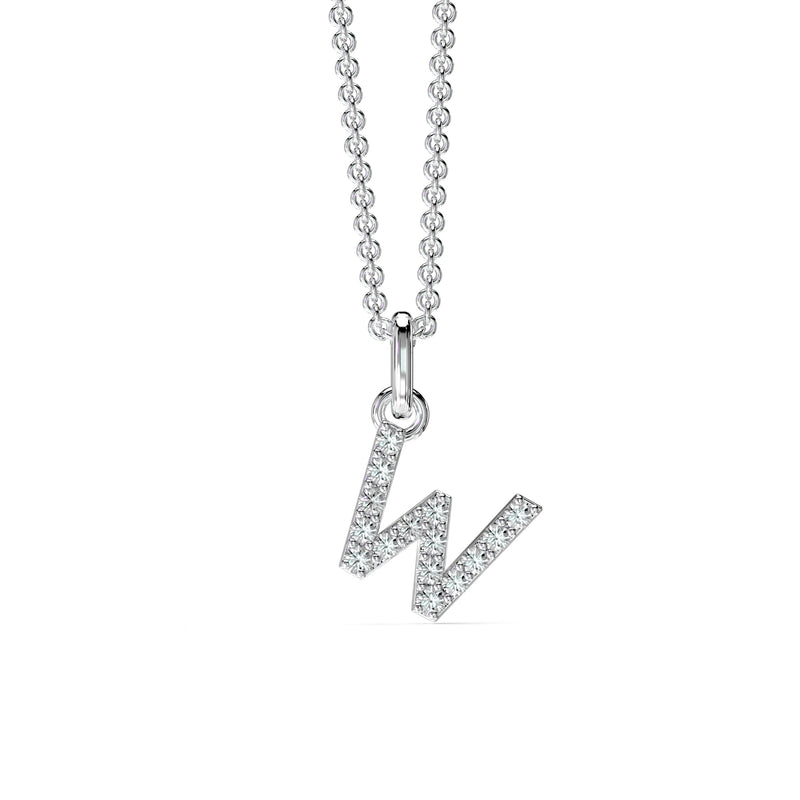 18KT White Gold Petite Diamond Initial Pendant - W