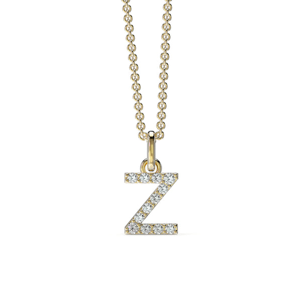 18KT Yellow Gold Petite Diamond Initial Pendant - Z