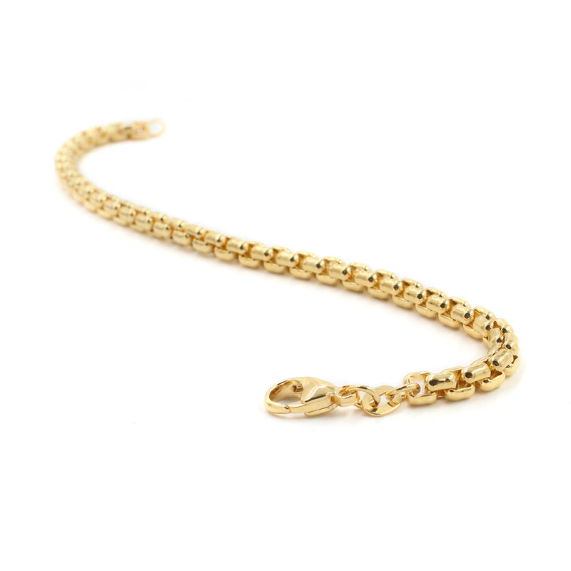 Thick 18KT Gold Venetian Box Link Bracelet, 7"