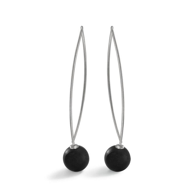 TeNo Black 9mm Pendulum Earrings