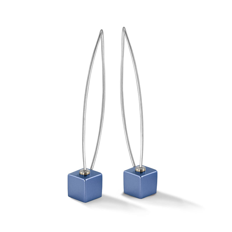 TeNo Lapis Blue Cube Pendulum Earrings