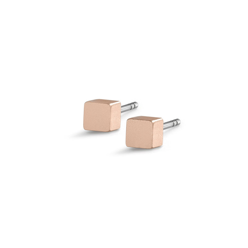 TeNo Rose Gold Cube Stud Earrings