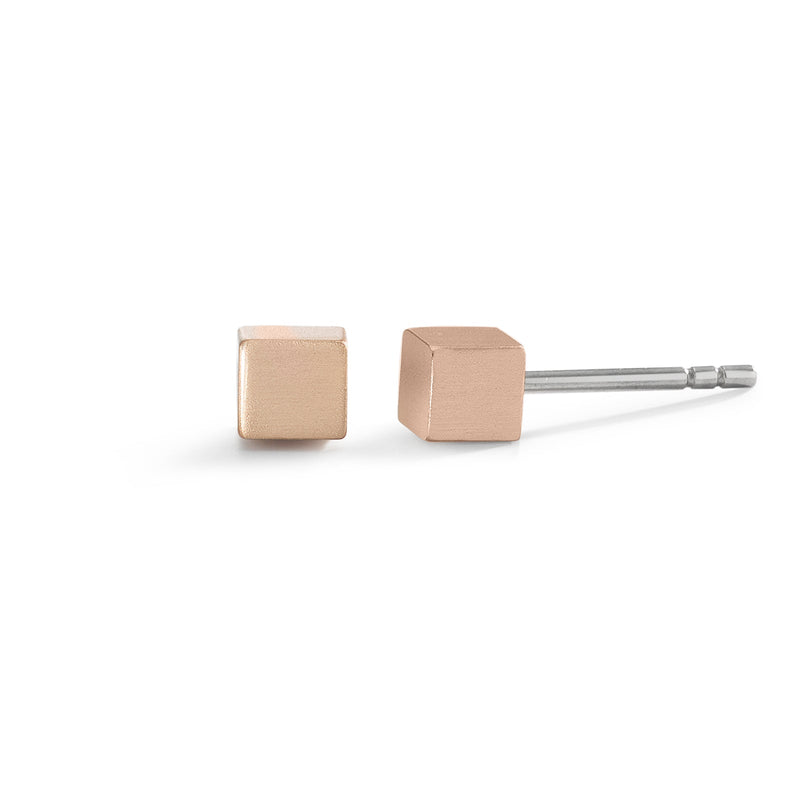 TeNo Rose Gold Cube Stud Earrings