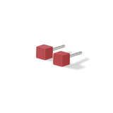 TeNo Ruby Red Cube Stud Earrings