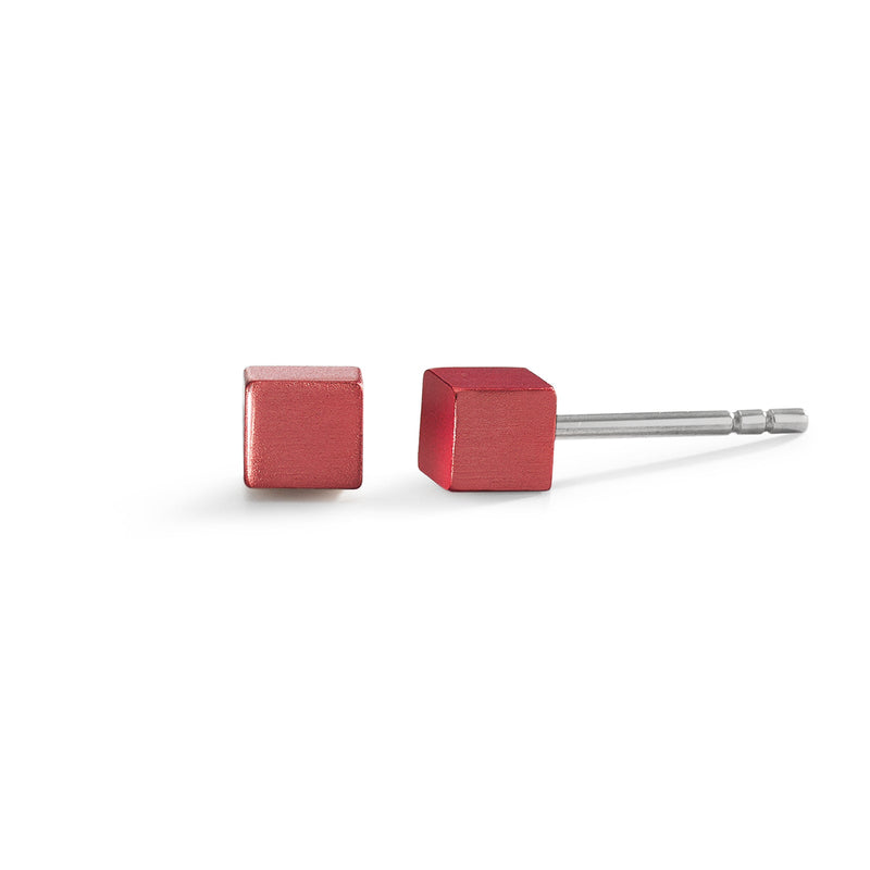 TeNo Ruby Red Cube Stud Earrings
