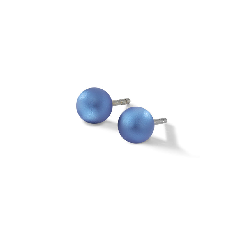 TeNo Lapis Blue 6mm Globe Stud Earrings
