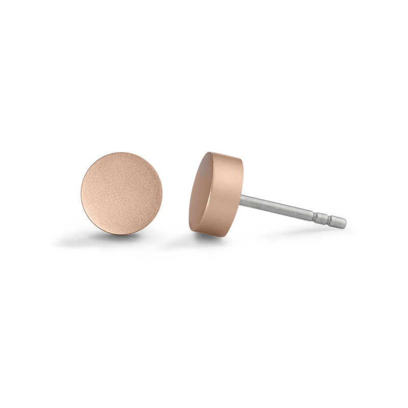 TeNo Rose Gold Aluminum 7mm Disc Stud Earrings