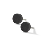TeNo Black Carbon Fiber 7mm Disc Stud Earrings