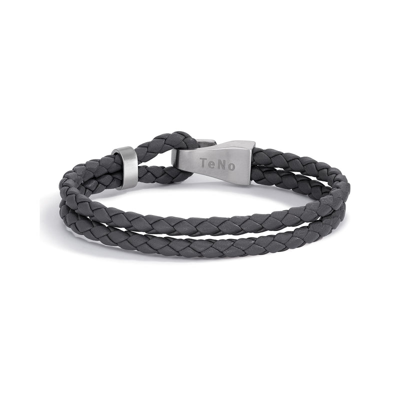 592626 TeNo Stainless Steel VADINO Leather Bracelet in Grey