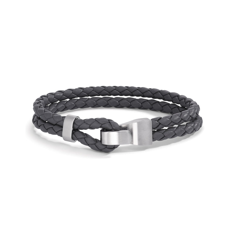 592626 TeNo Stainless Steel VADINO Leather Bracelet in Grey