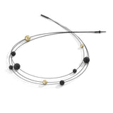TeNo Black Nera Rope Necklace with Carbon + Gold Pearls