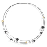 TeNo Black Nera Rope Necklace with Carbon + Gold Pearls