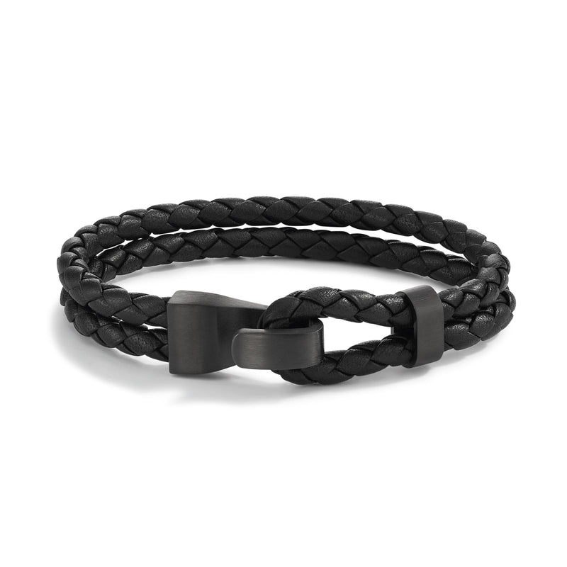 594786 TeNo Black VANDINO Steel & Leather Bracelet