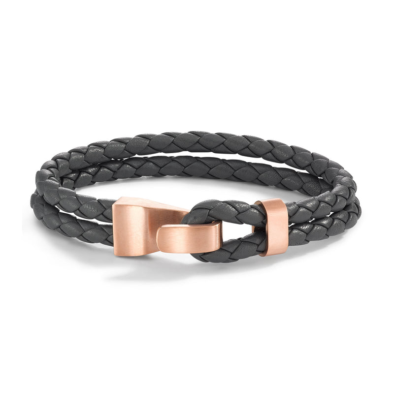594789 TeNo Grey VANDINO Steel & Leather Bracelet