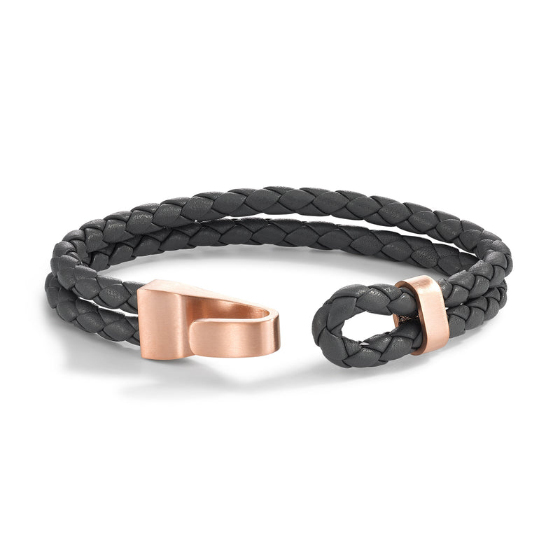 594789 TeNo Grey VANDINO Steel & Leather Bracelet
