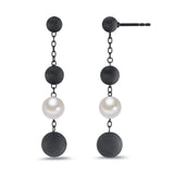 595270 TeNo ARYA Steel & Carbon Pearl Earrings
