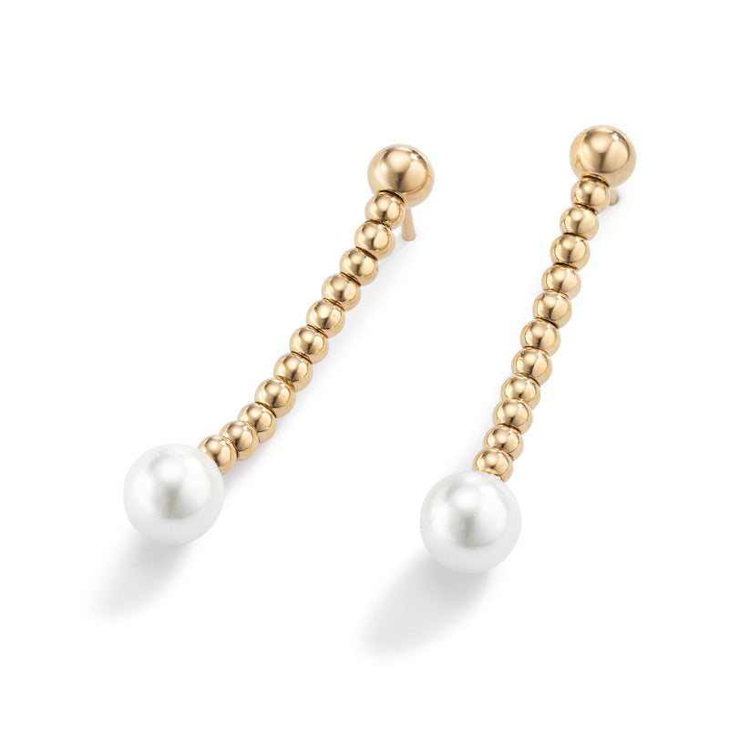 595594 TeNo MIYAKO Pearl Earrings in Yellow Gold 38mm