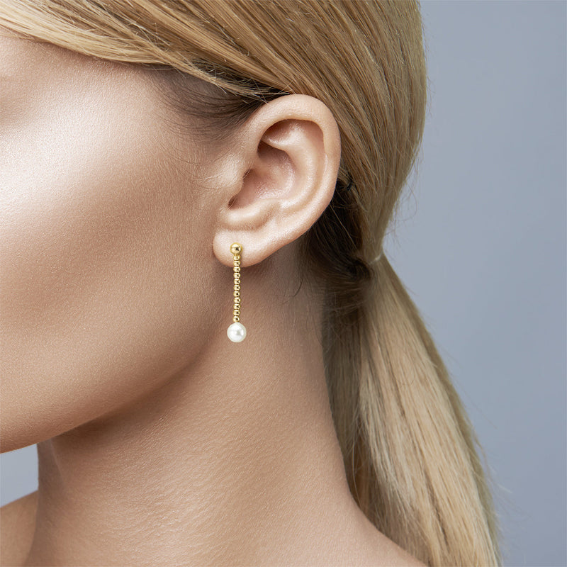 595594 TeNo MIYAKO Pearl Earrings in Yellow Gold 38mm
