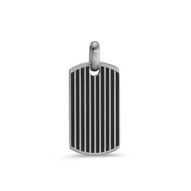 597009 TeNo Stainless Steel Striped Dog Tag Pendant