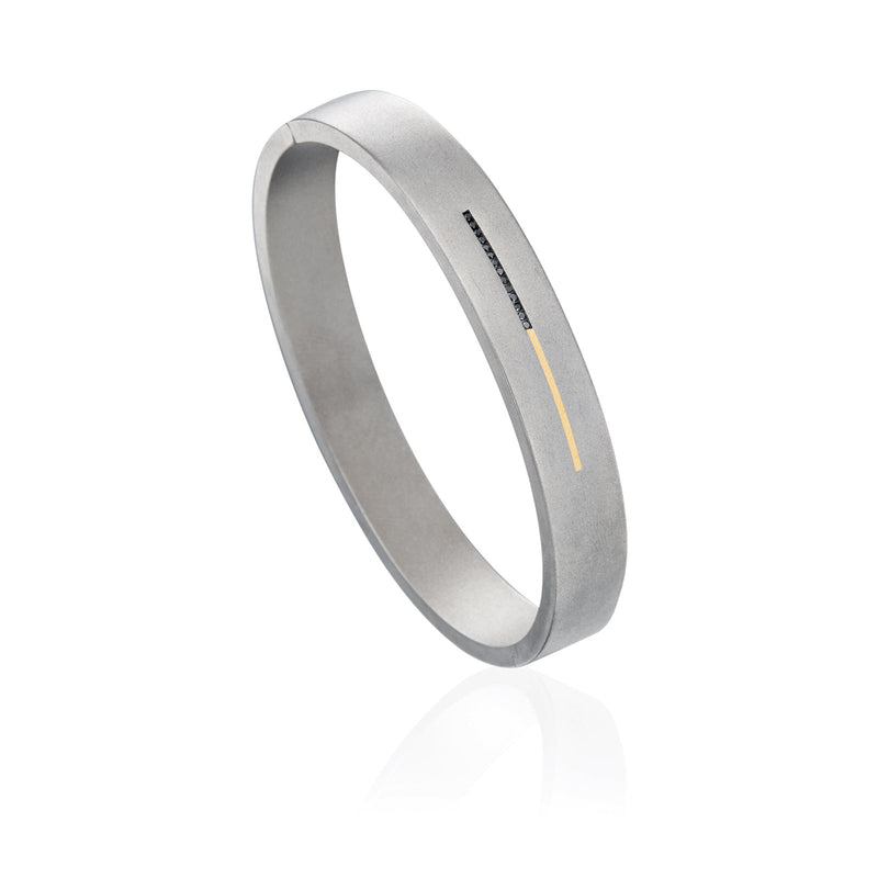 60167-01.BK Teno Titanium Bangle Set w/Black Diamonds