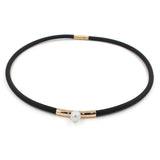 Rose Gold, Diamond & Pearl Rubber Necklace