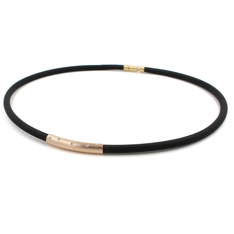 Rose Gold and Diamond Rubber Necklace