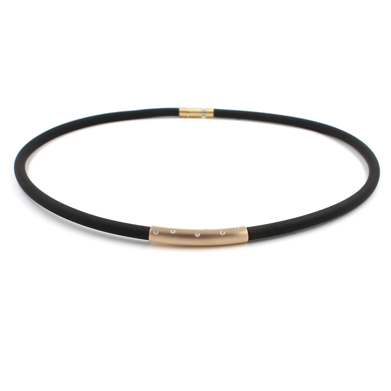 Rose Gold and Diamond Rubber Necklace
