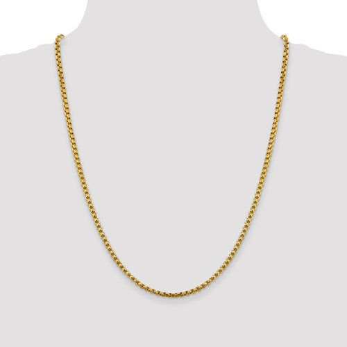 14KT Gold Box Chain Necklace, 24"
