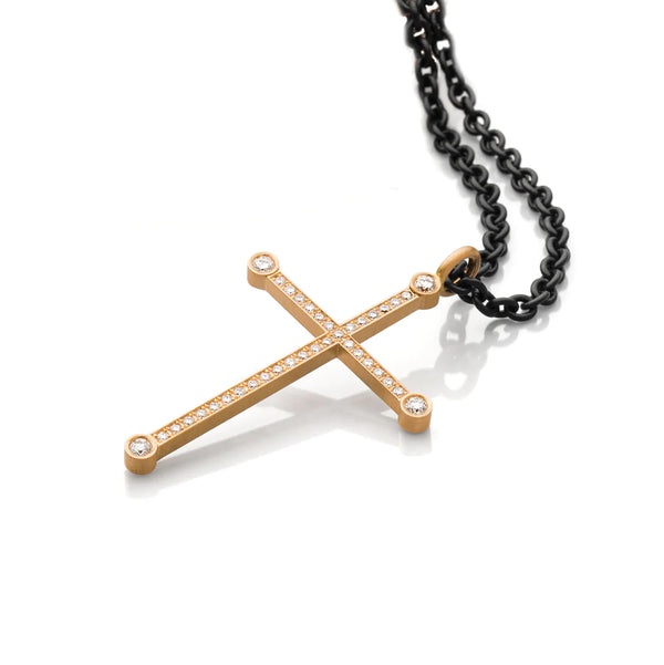 18KT Rose Gold diamond Cross Pendant