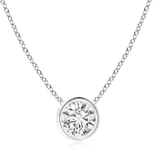 Bezel Set Diamond Pendant in 14KT White Gold