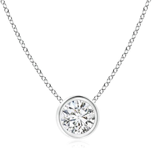 Bezel Set Diamond Pendant Necklace in 14KT Gold