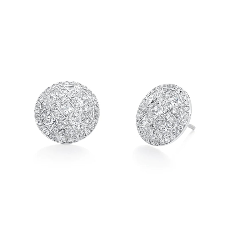 Quadrillion Diamond Button Earrings