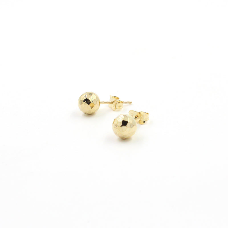 14KT Gold Faceted Gold Ball Stud Earrings