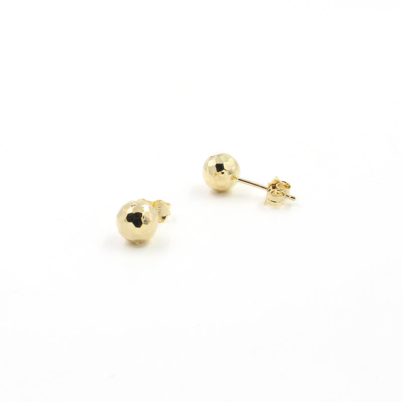 14KT Gold Faceted Gold Ball Stud Earrings