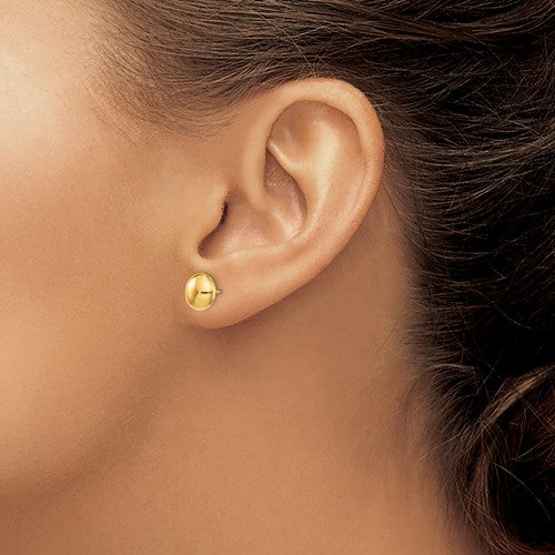 14KT Gold Button Stud Earrings, 8mm