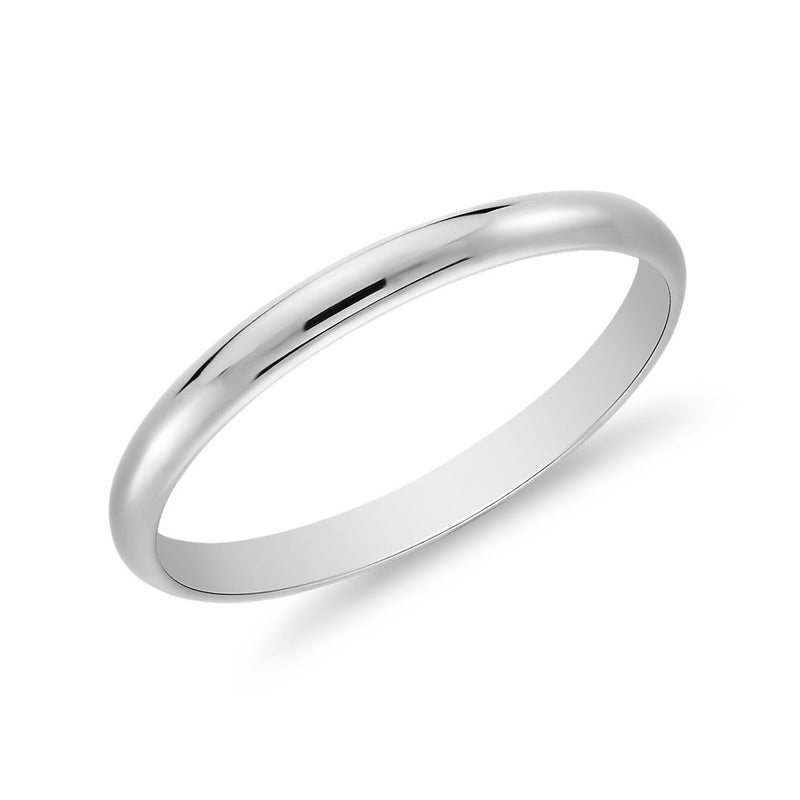 14KT White Gold Wedding Band, 2mm