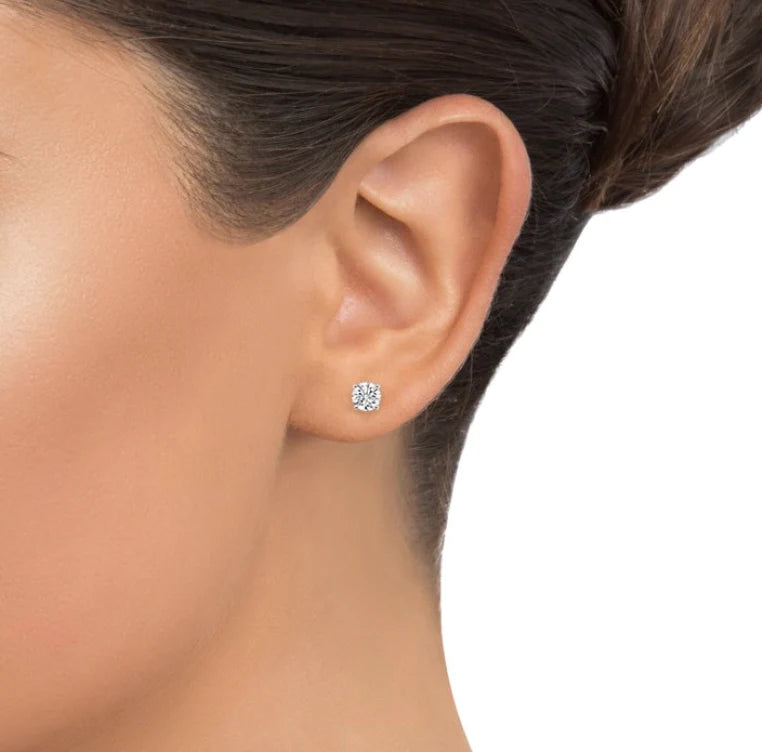 14KT White Gold Lab Grown Diamond Stud Earrings, 1.5ct.