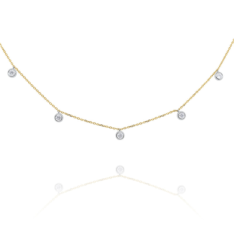 14KT Yellow Gold and Diamond Drops Necklace