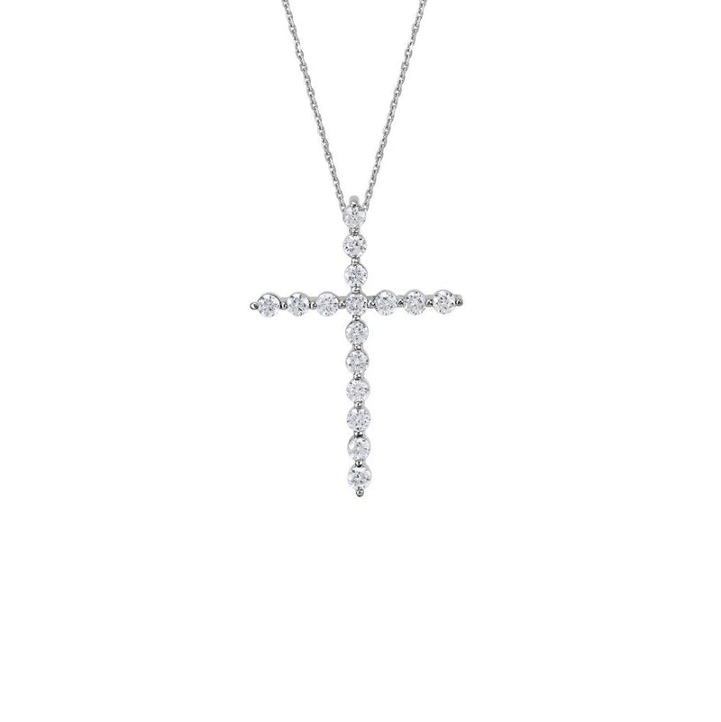 14KT White Gold Diamond Cross Pendant