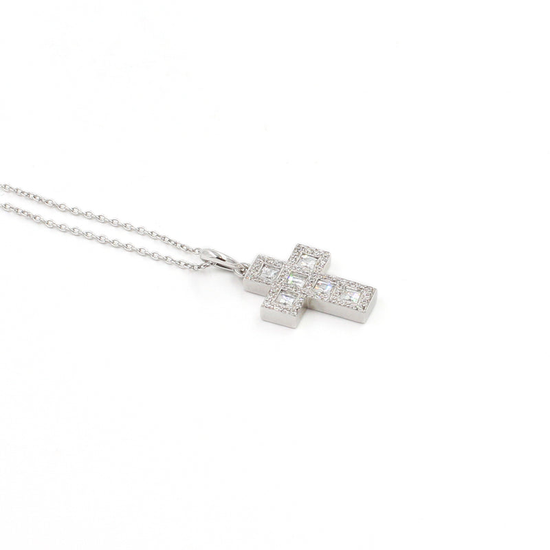 18KT Blaze Diamond Cross Pendant Necklace