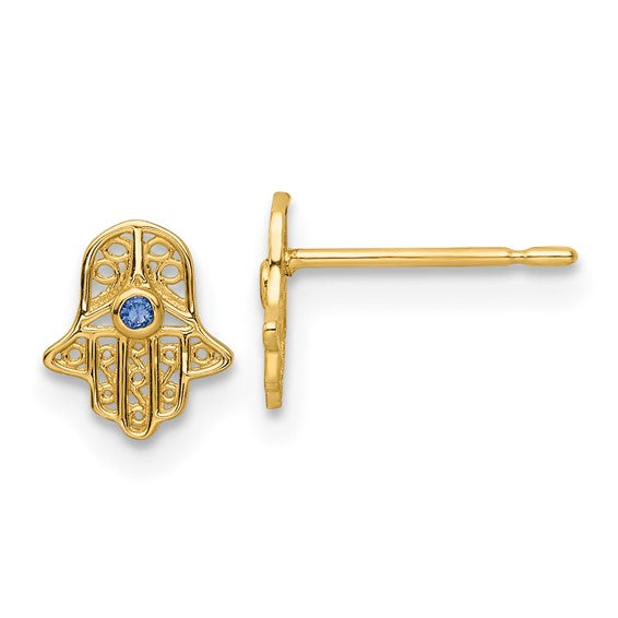 14KT Gold Tiny Hamsa Stud Earrings