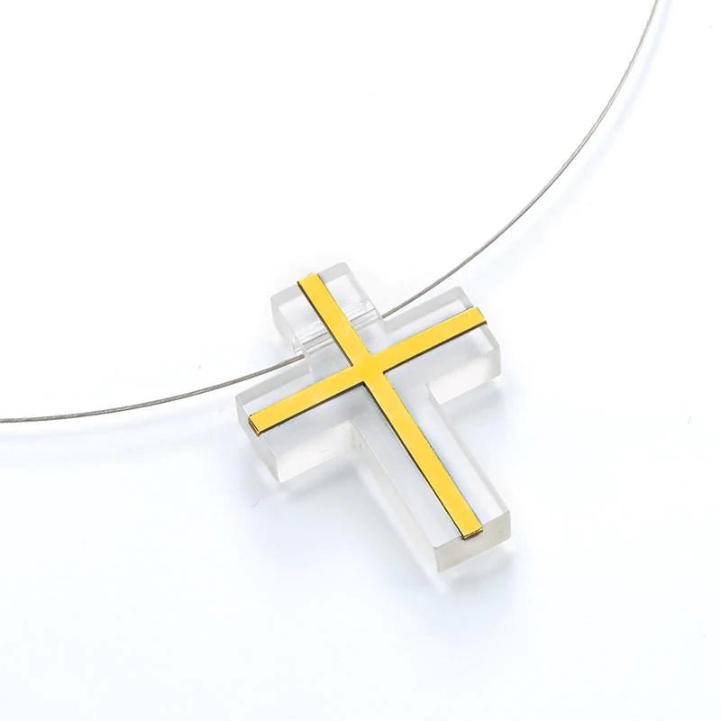 Sapphire crystal 18K Gold Cross Pendant