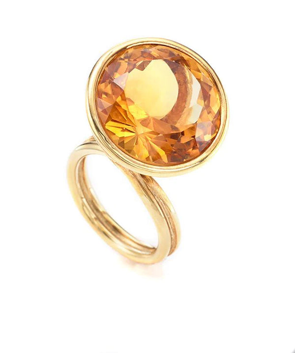 18KT Gold Golden Topaz Cocktail Ring