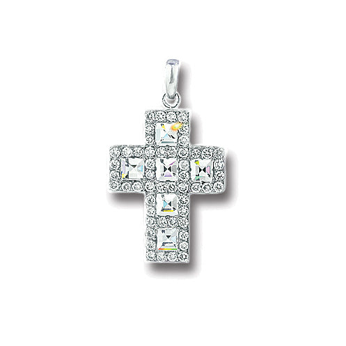 18KT Blaze Diamond Cross Pendant Necklace